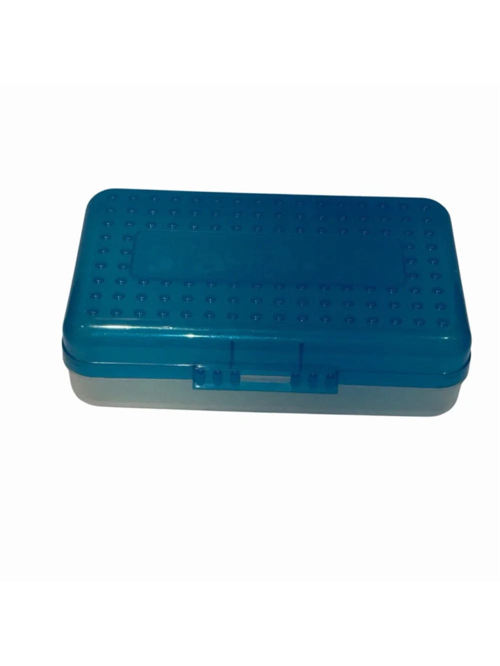 Spacemaker Vintage 90s Pencil Box Case Teal and Clear Made in the USA Nostalgic